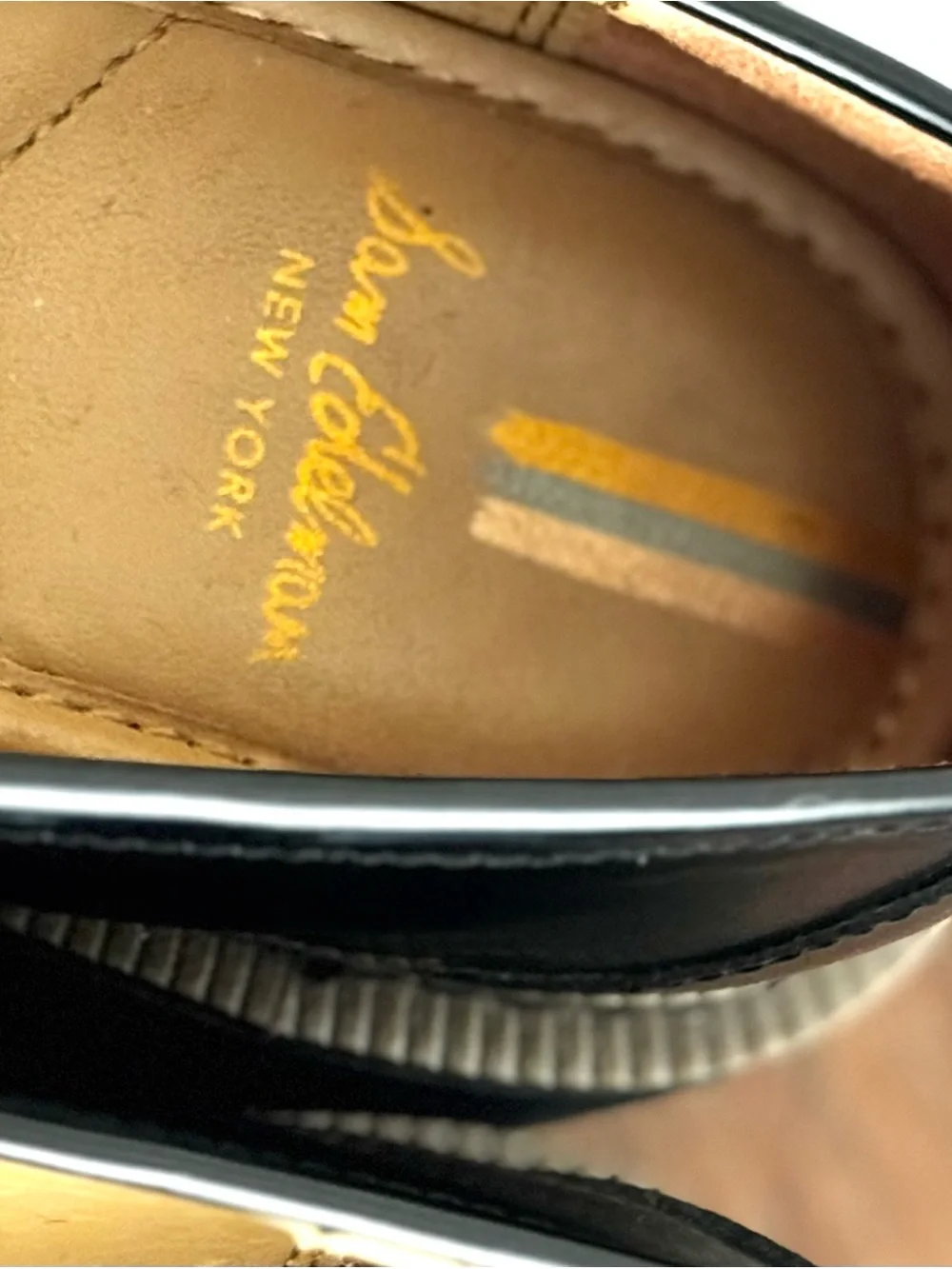Sam Edelman Black Leather Loafers with Gold Bit